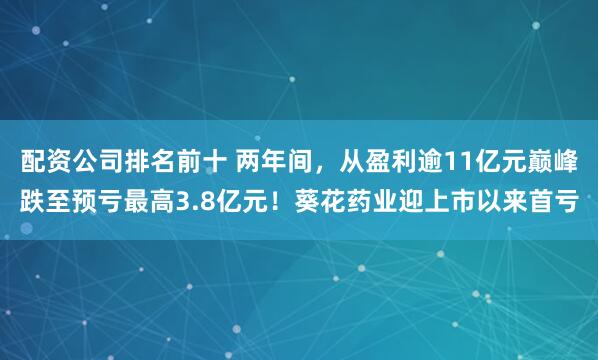 配资公司排名前十 两年间，从盈利逾11亿元巅峰跌至预亏最高3.8亿元！葵花药业迎上市以来首亏