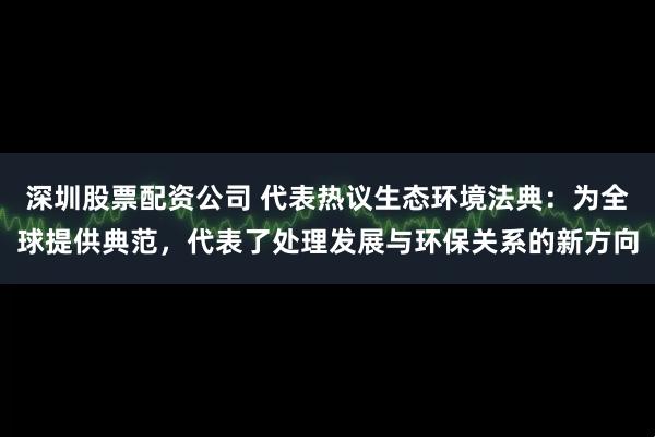 深圳股票配资公司 代表热议生态环境法典：为全球提供典范，代表了处理发展与环保关系的新方向